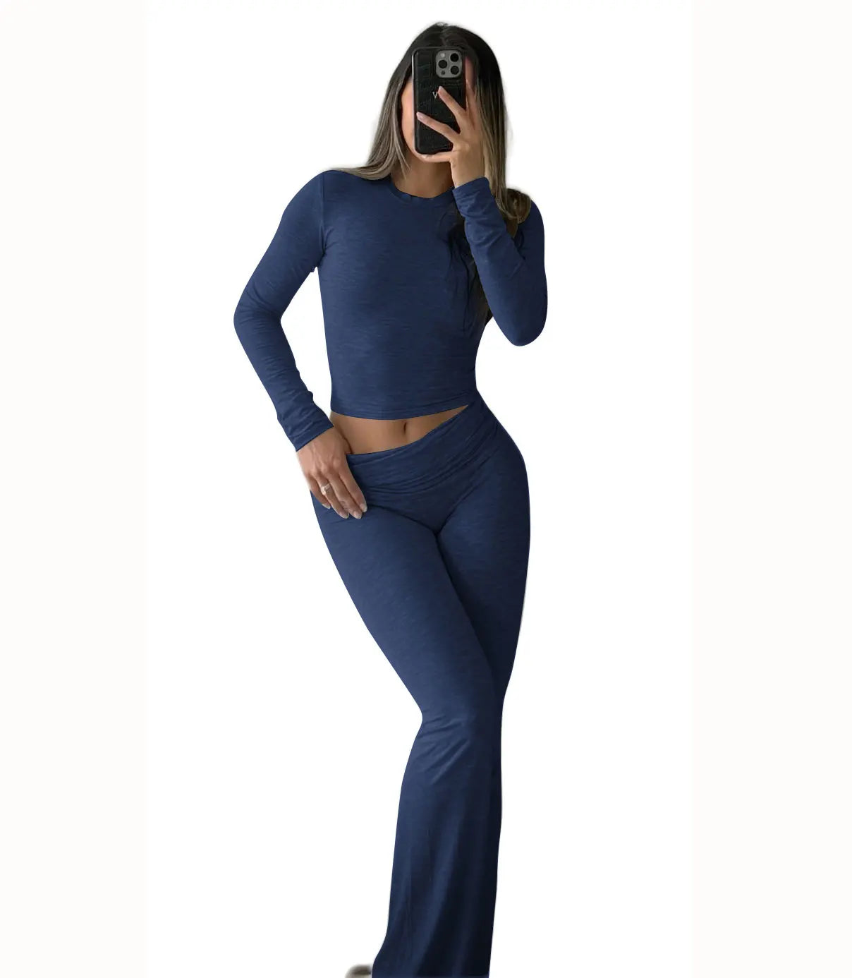Women's Yoga Two Piece Long Sleeve Wide Leg Activewear Set