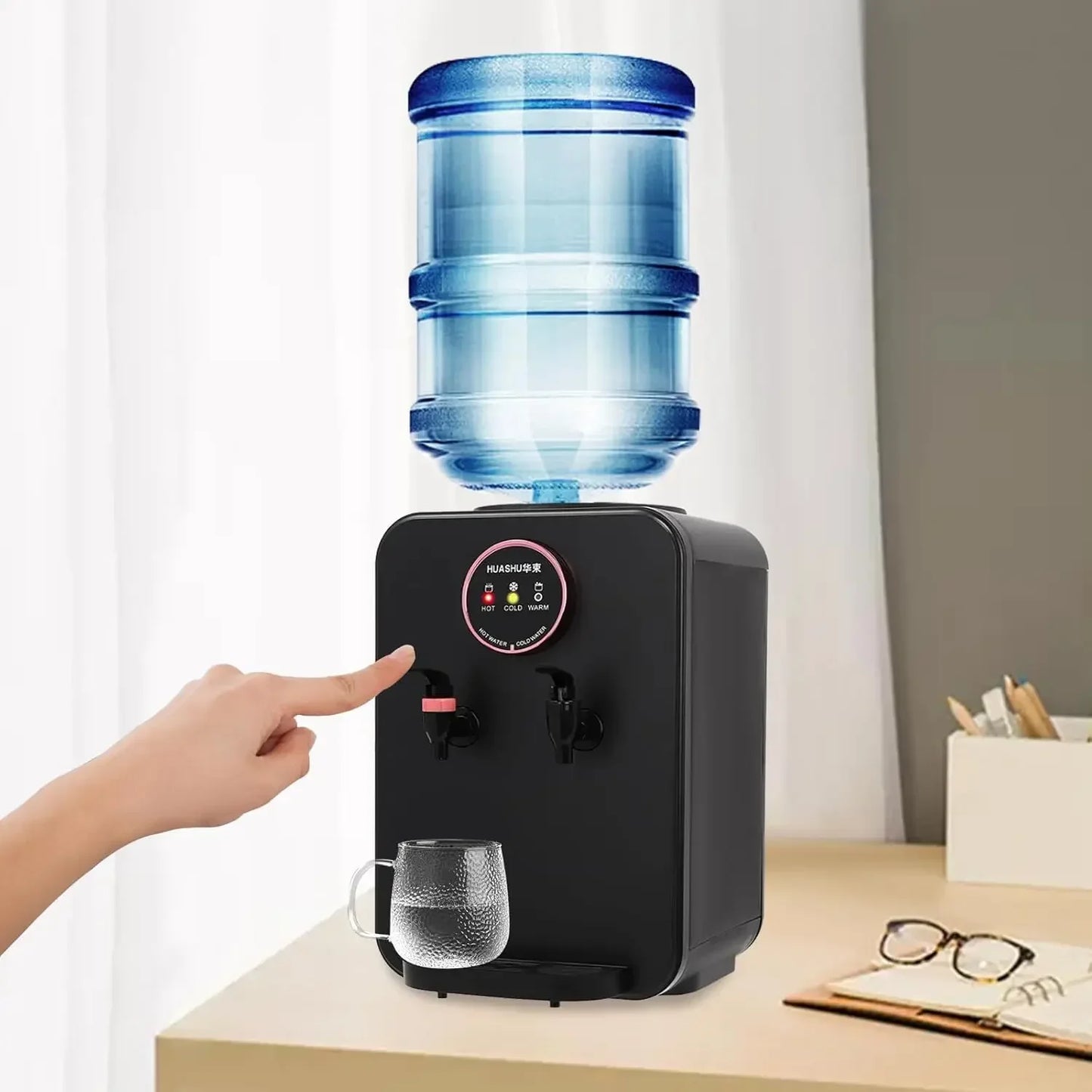 110V Top Loading Countertop Water Dispenser Hot Cold Water