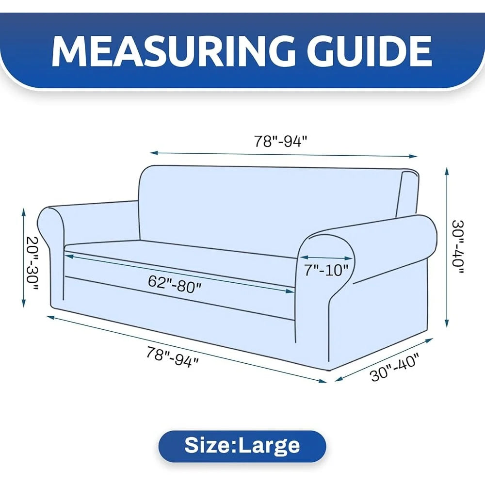 Elastic Stretch Sofa Slipcover Couch Protector 3 Cushion Furniture Cover Pet Friendly Easy Install Anti-Slip Durable Fabric