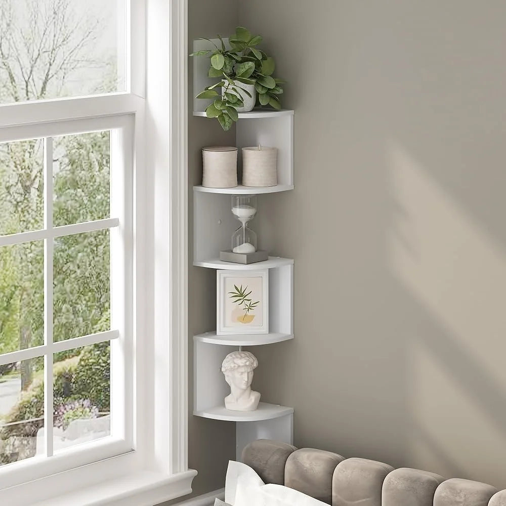 XMSJH Floating Corner Wall Mounted Composite Wood Shelves