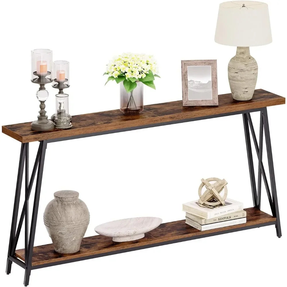 XMSJ Industrial Console Table For Entryway And Hallway