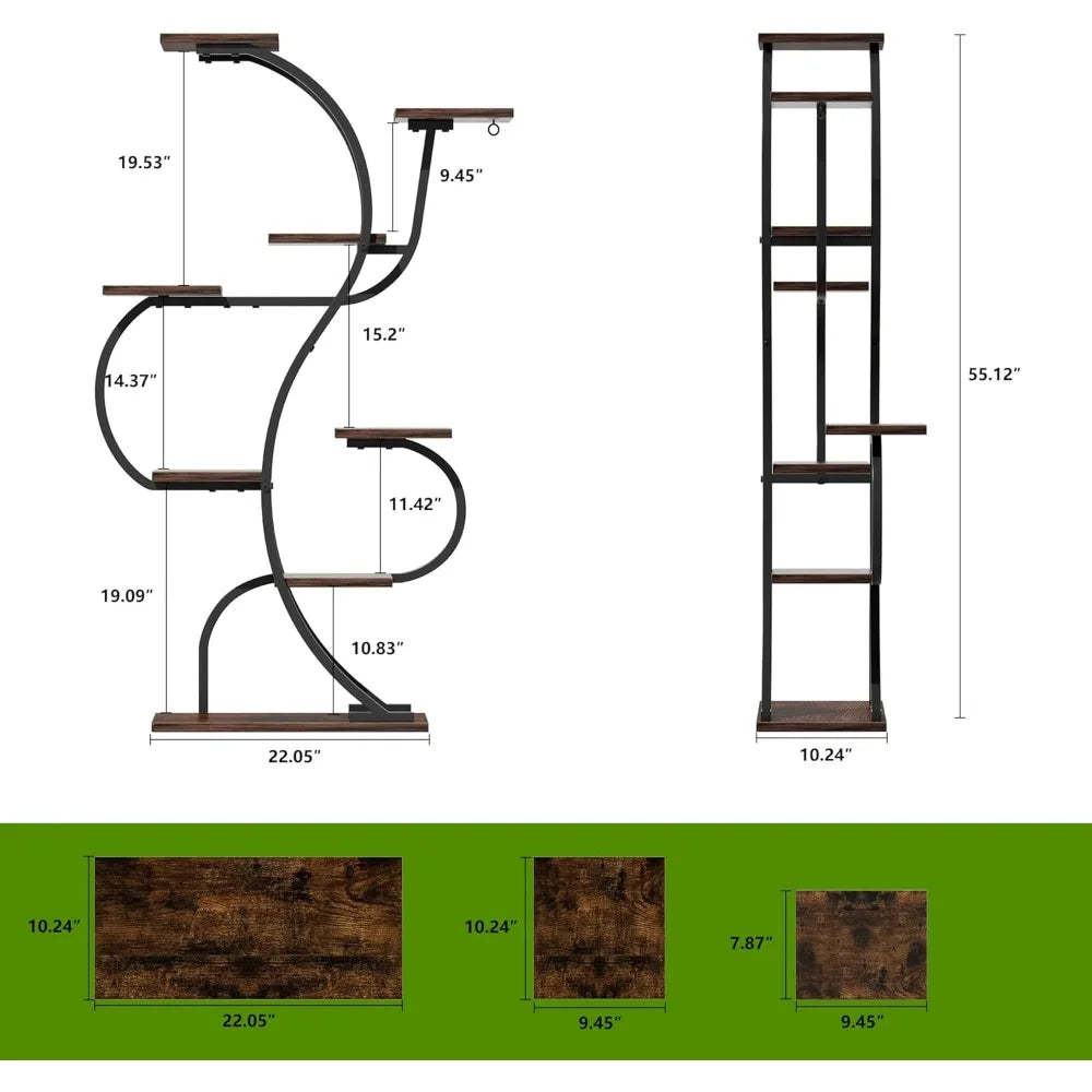 EVAWOO PremiumGradeIndoor Plant Stand With Grow Lights EightTier CornerShelvingUnit