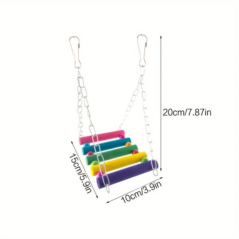 Xiangzi Colorful Wooden Bird Toy With Chain Parrot Cage