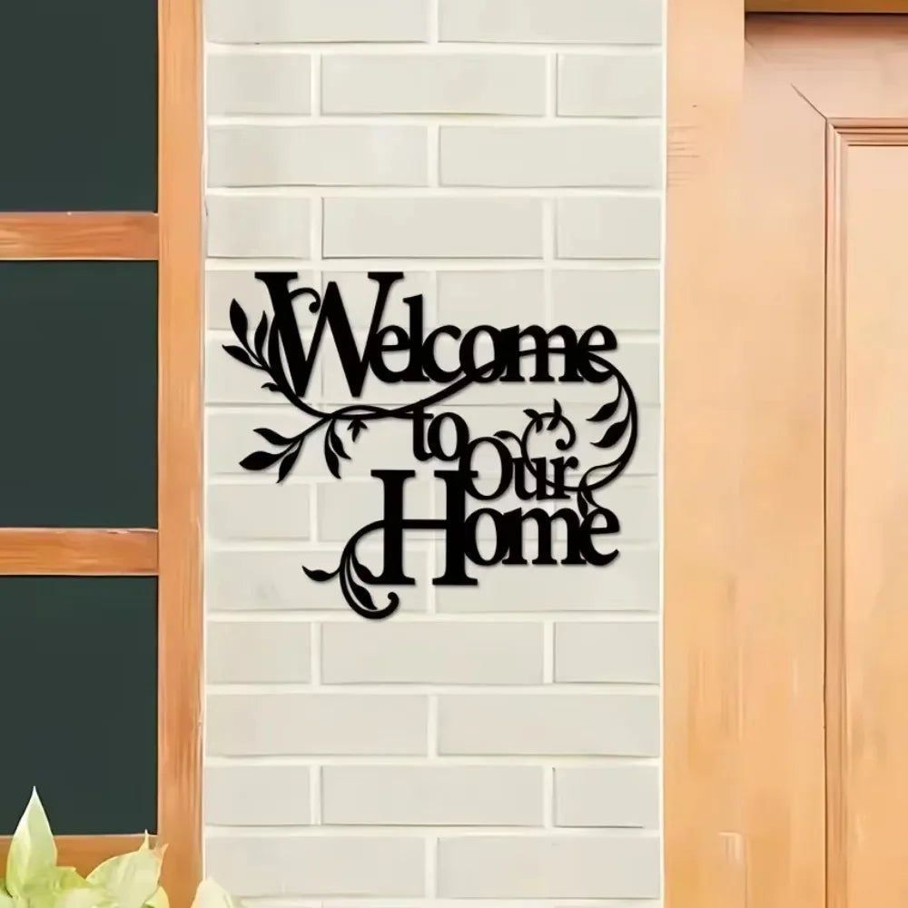 HELLOYOUNG Metal Welcome Home Sign Rustic Scrollwork
