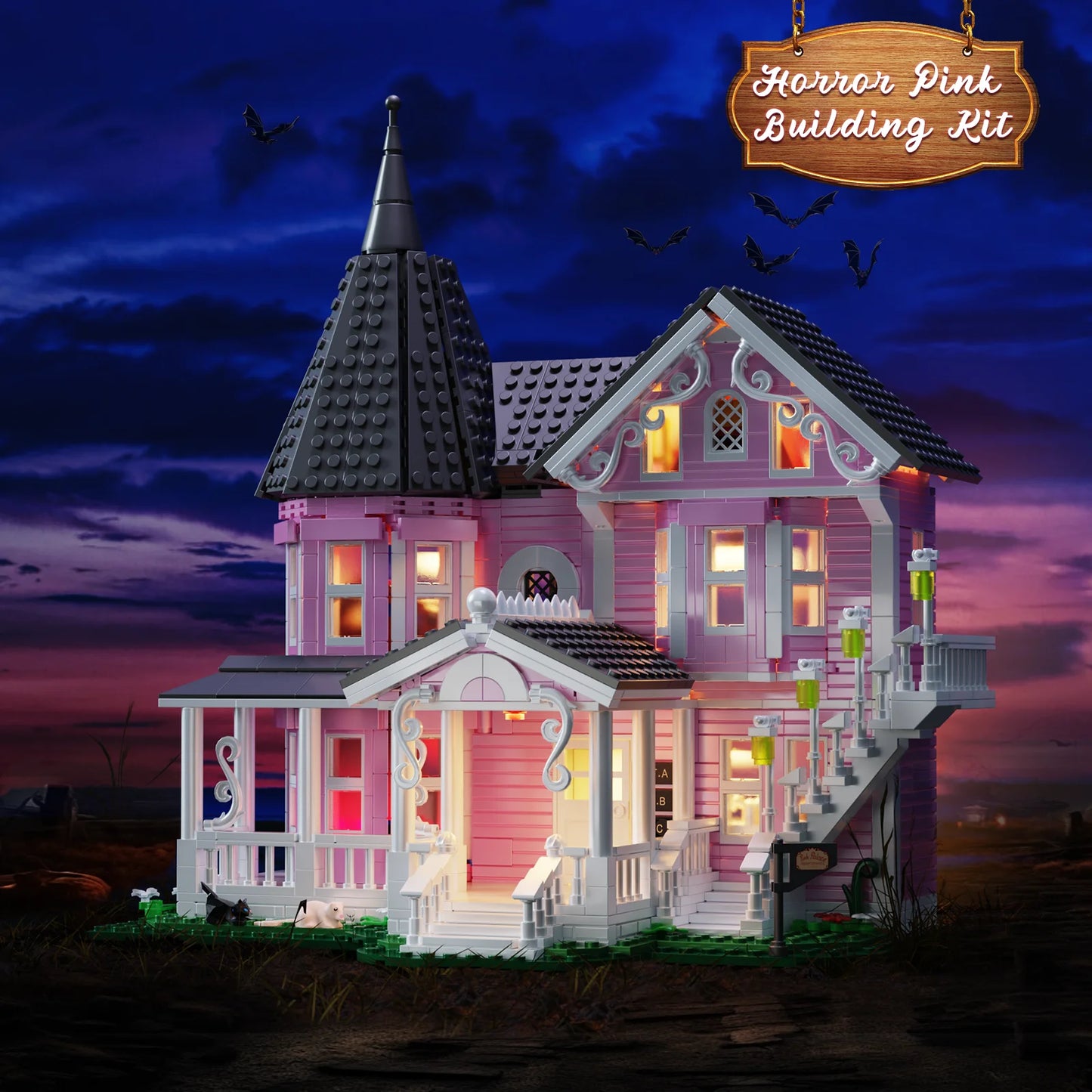 Palace Building Blocks Set With Lights Haunted House 1349pcs