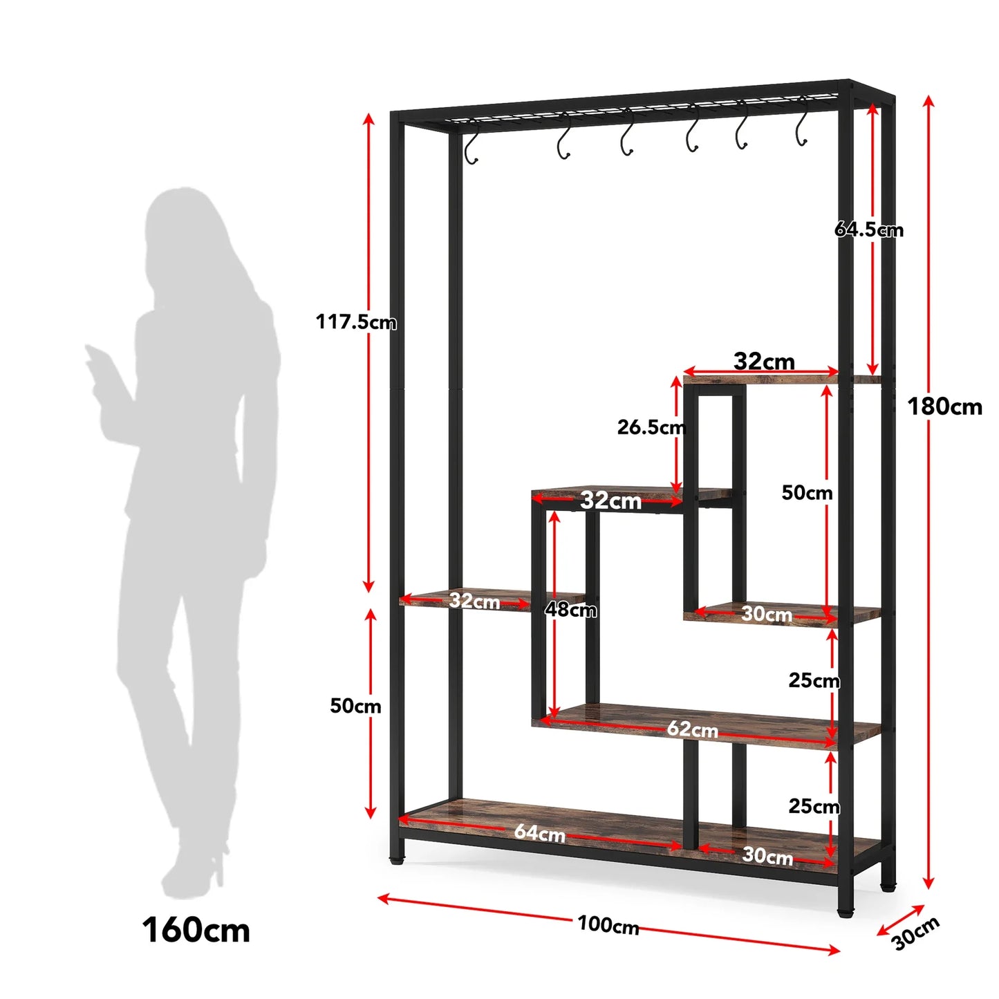 Tribesigns 5-Tier Indoor Plant Stand With Hooks