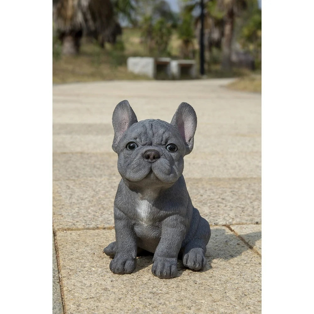 XMSJ Realistic French Bulldog Puppy Statue Polyresin Decor