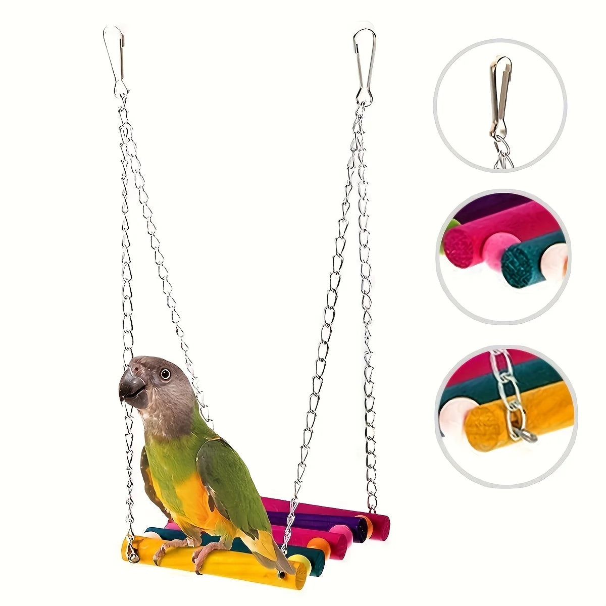 Xiangzi Colorful Wooden Bird Toy With Chain Parrot Cage