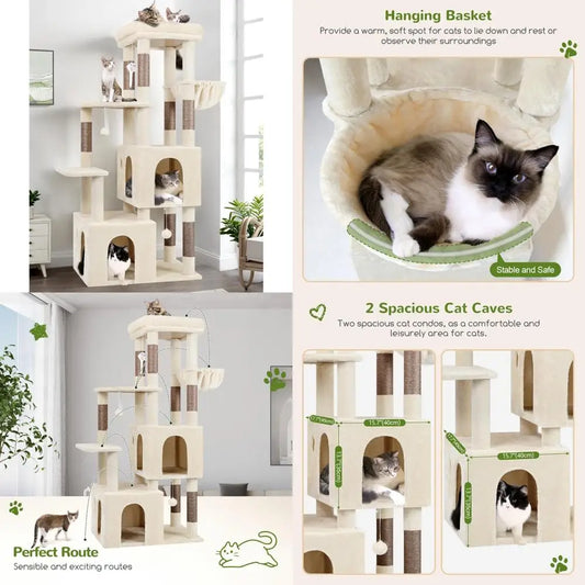 DAFIFY Sturdy Indoor Cat Tower With Scratching Posts
