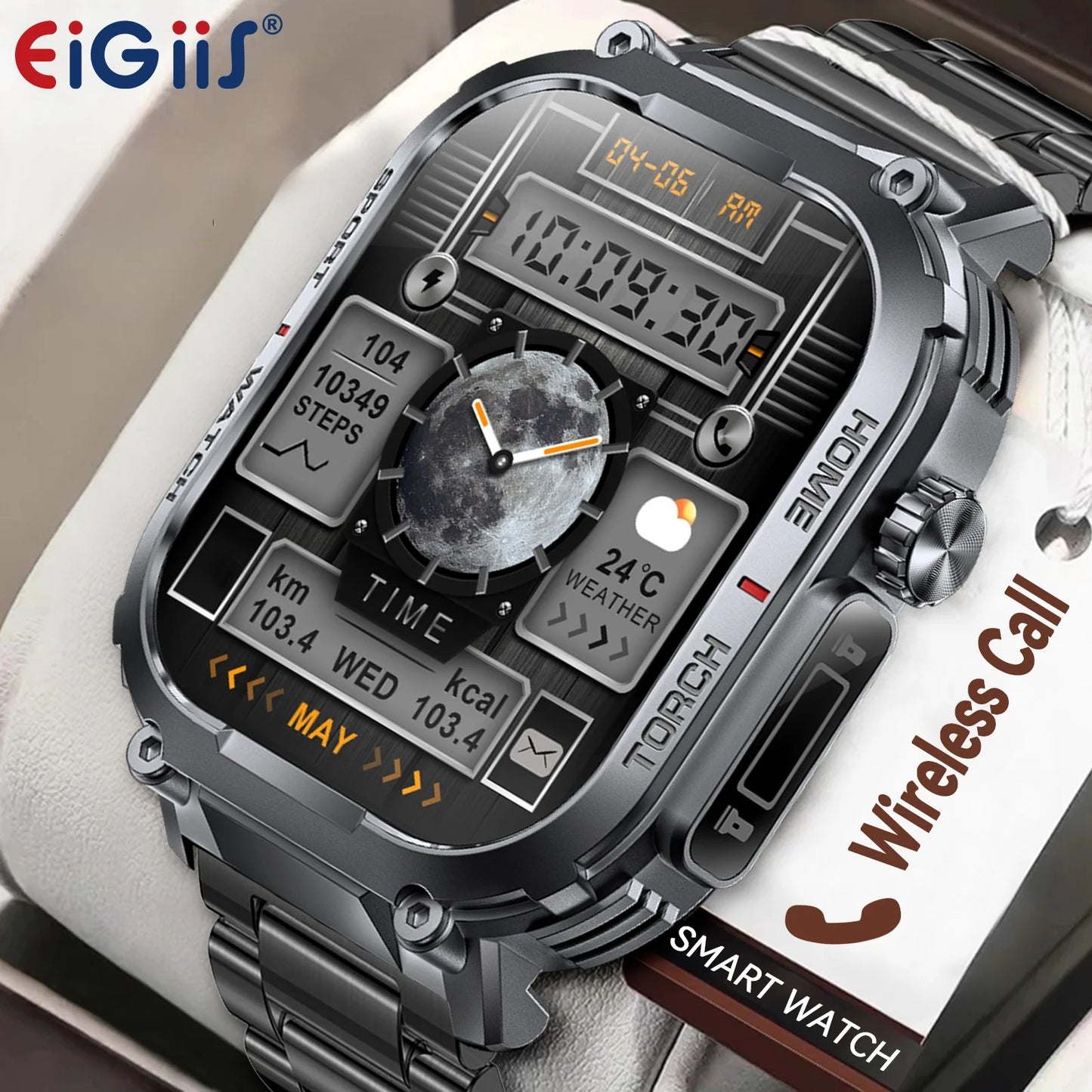 EIGIIS Smart Watch Men Waterproof Fitness Tracker with Compass