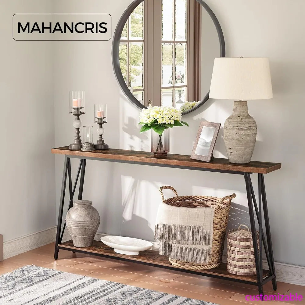 XMSJ Industrial Console Table For Entryway And Hallway