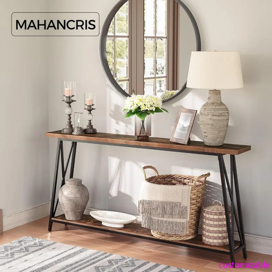 XMSJ Industrial Console Table For Entryway And Hallway