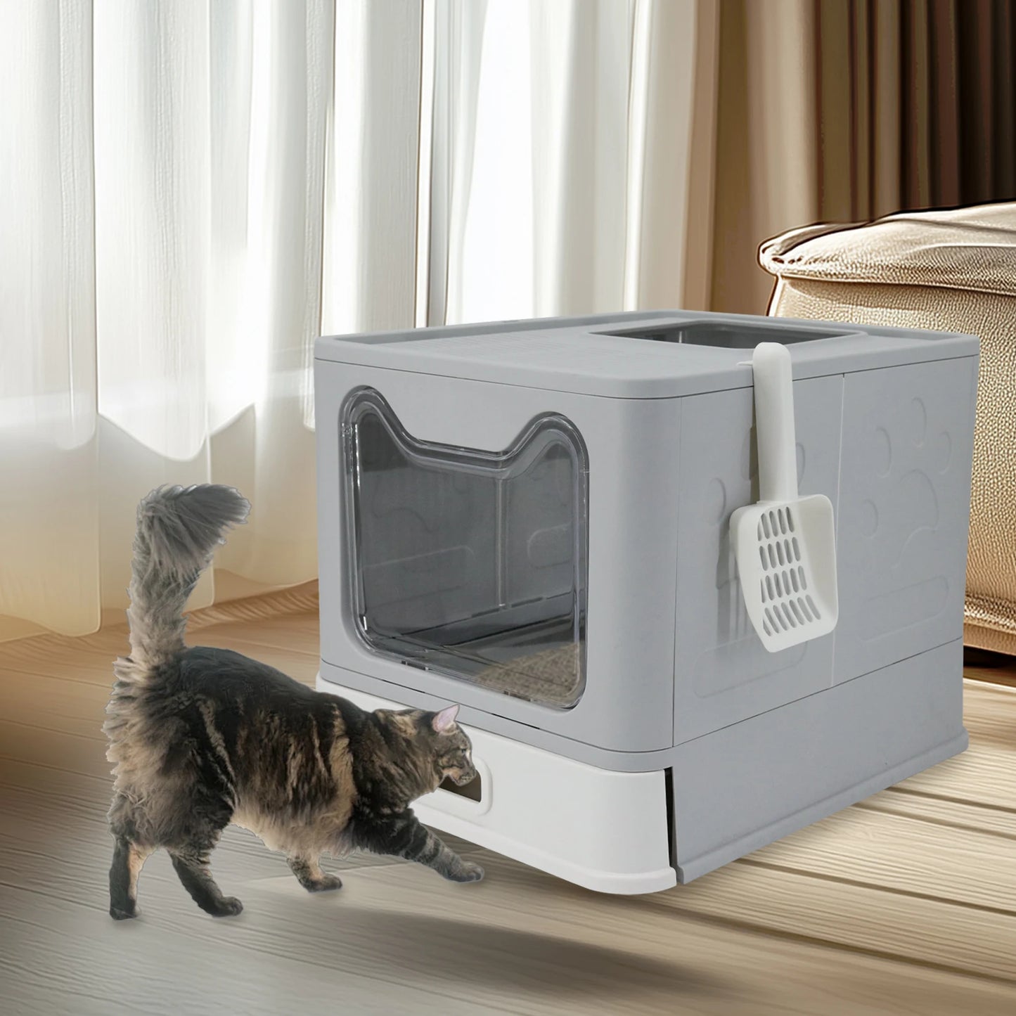Bingopaw Stainless Steel Cat Litter Box with Lid