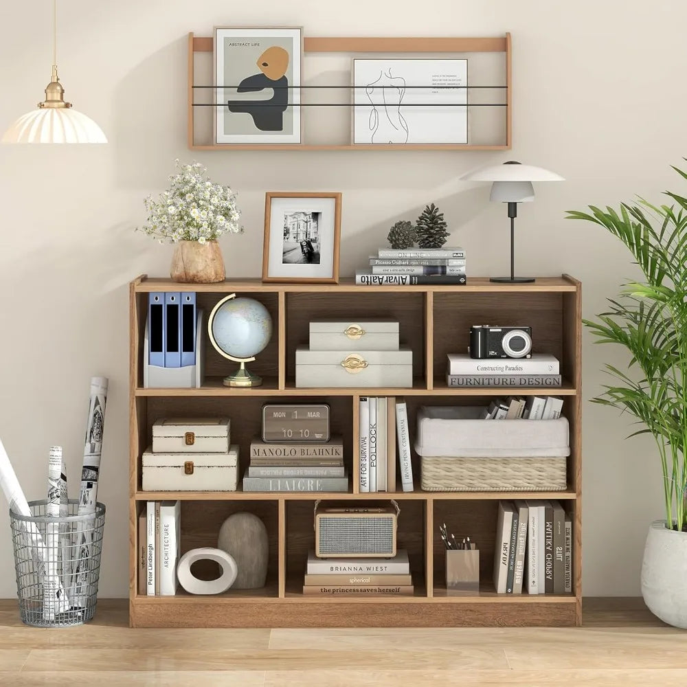 XMSJ Open Wood Bookcase 8 Shelf Display Cabinet For Home