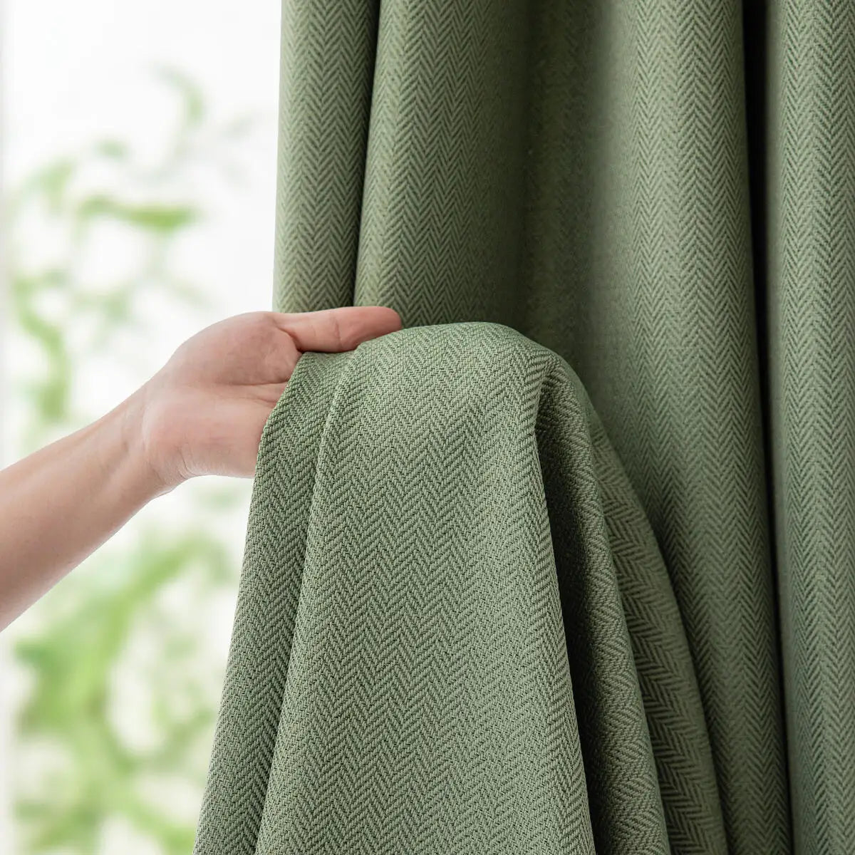 Jinchan Herringbone Grommet Curtains For Living Room