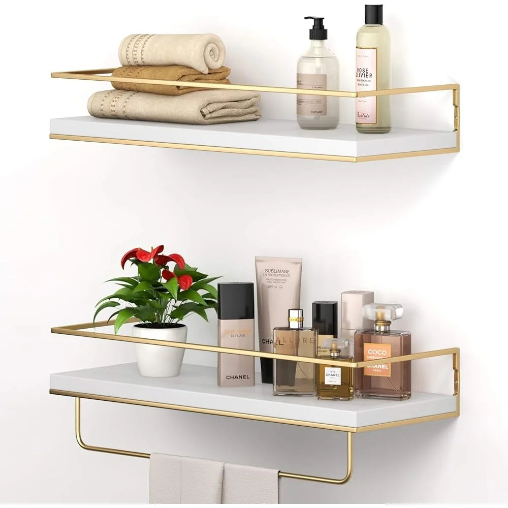Hign Concerned Floating Wall Shelves With Towel Rack