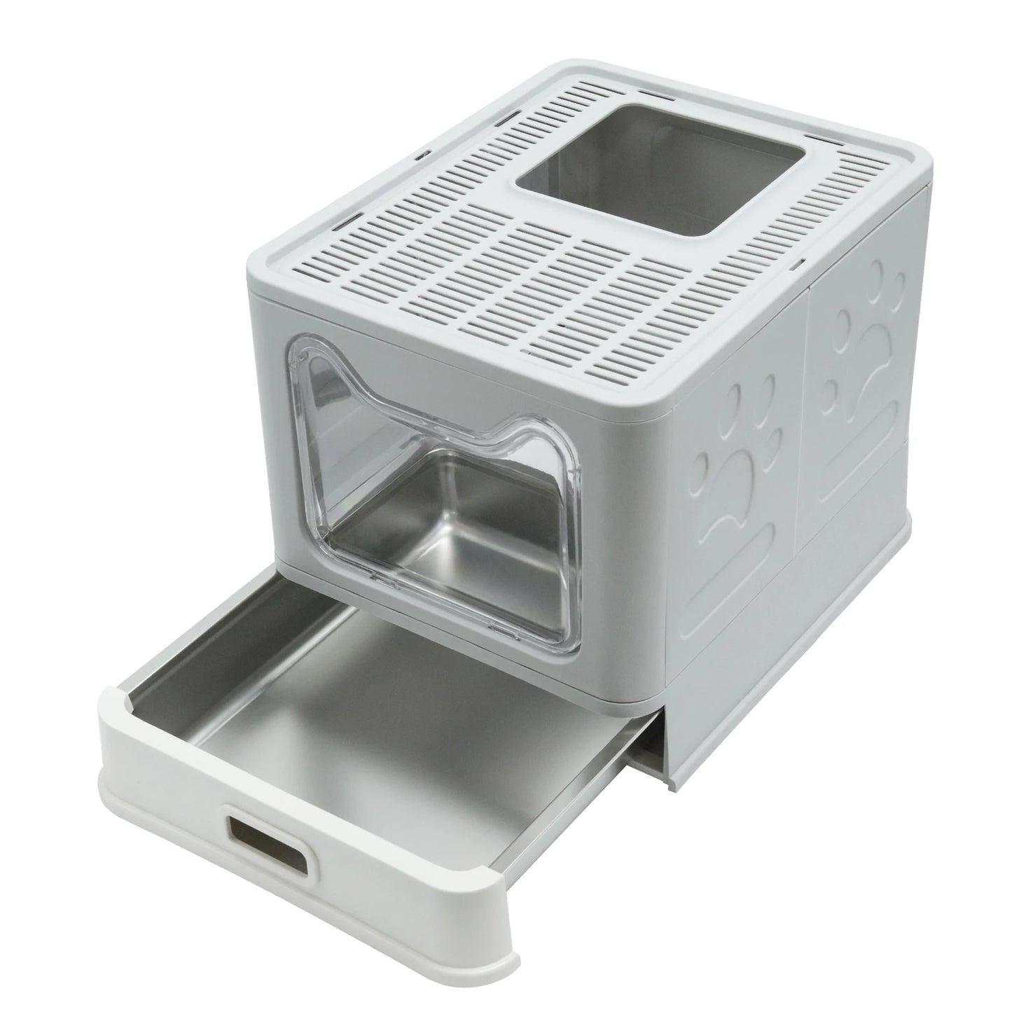 Bingopaw Stainless Steel Cat Litter Box with Lid