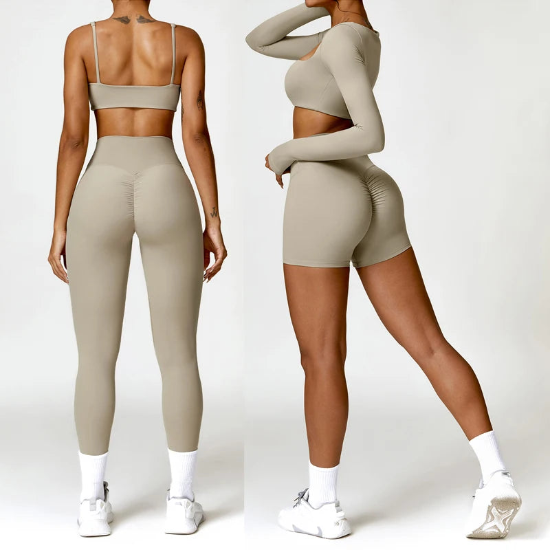 Women Two Piece Fitness Yoga Set Solid Color Gym Wear