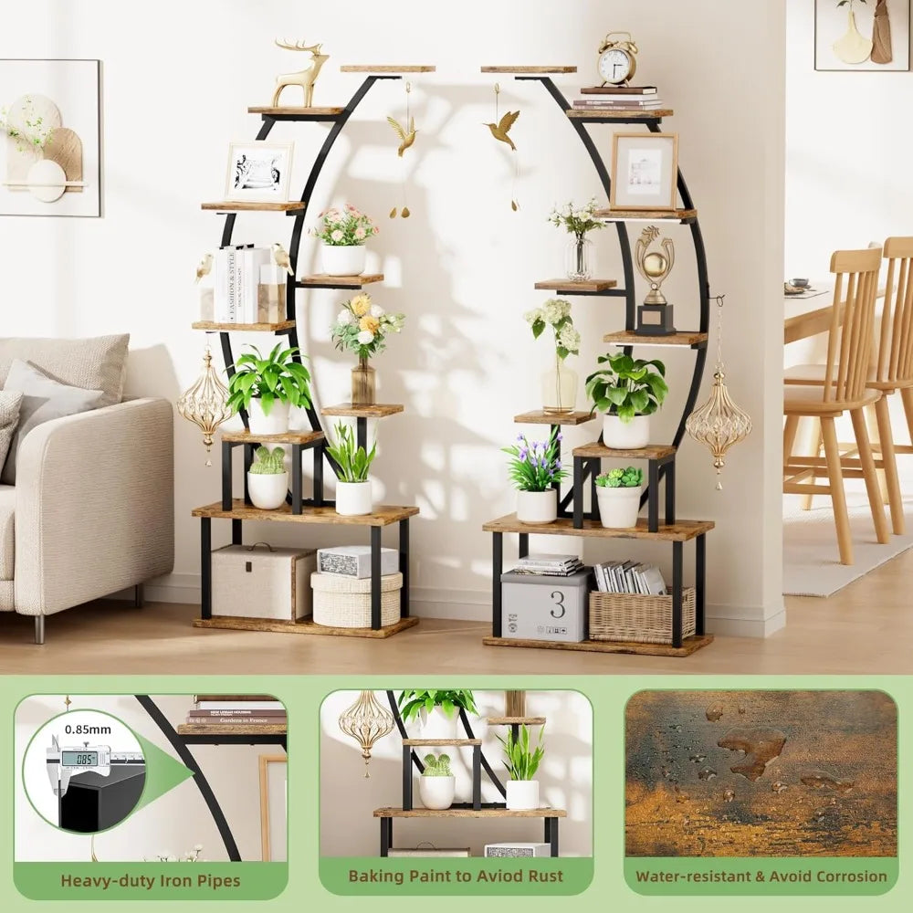 9 Tiered Plant Stand Indoor with Grow Lights, 64" Tall Plant Stand for Indoor Plants Multiple, Large Plant Rack Display Shelves