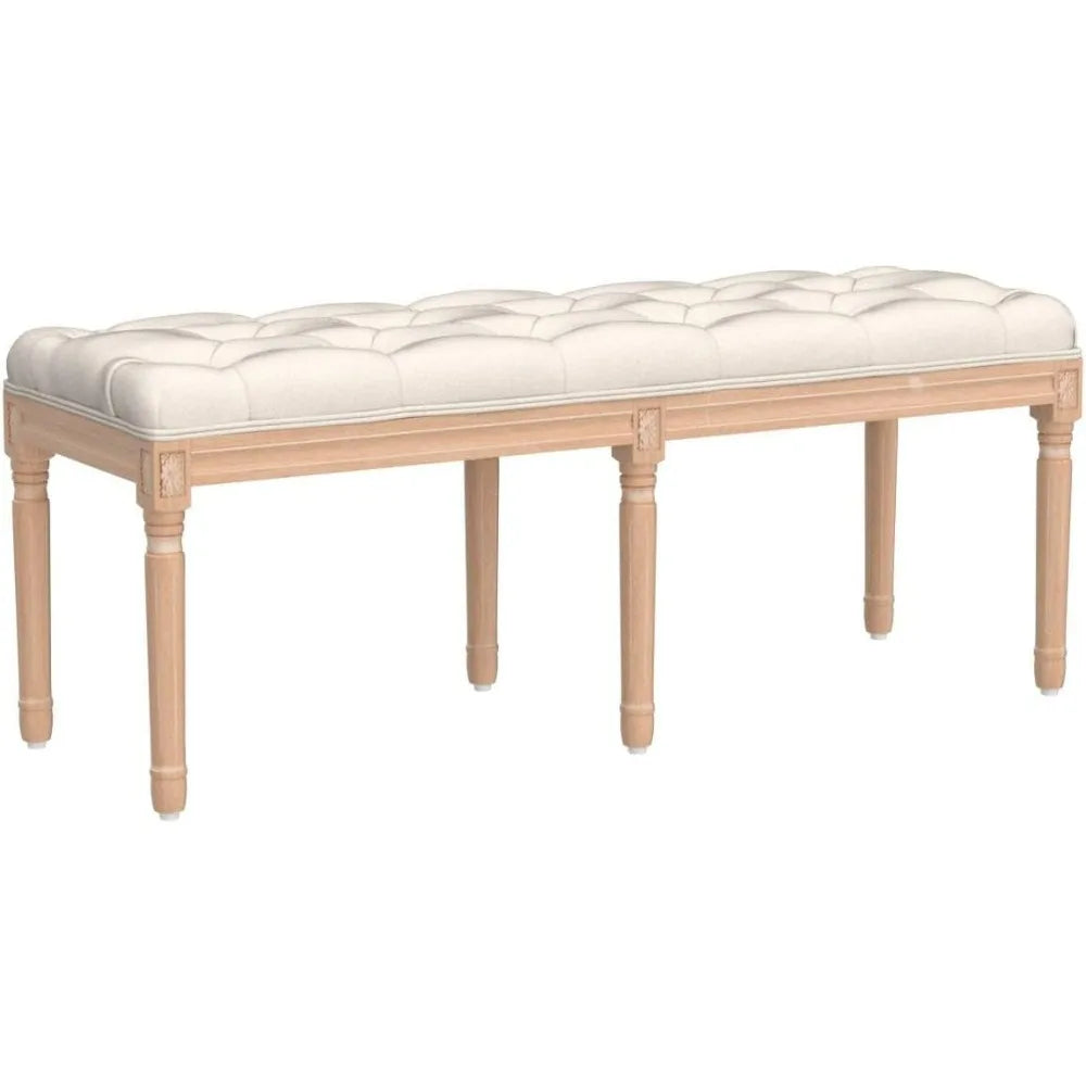Tufted Vintage Entryway Bench Upholstered Fabric End Bed