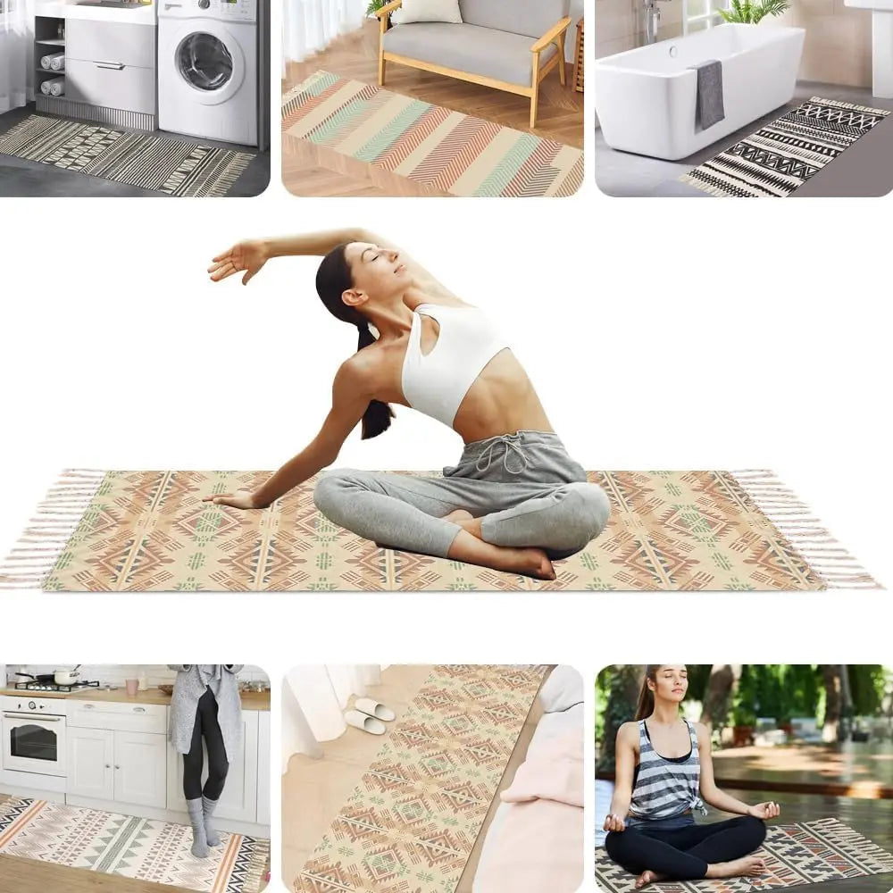 Cotton Yoga Mat With Absorbent Grippy Weave For Hot Yoga