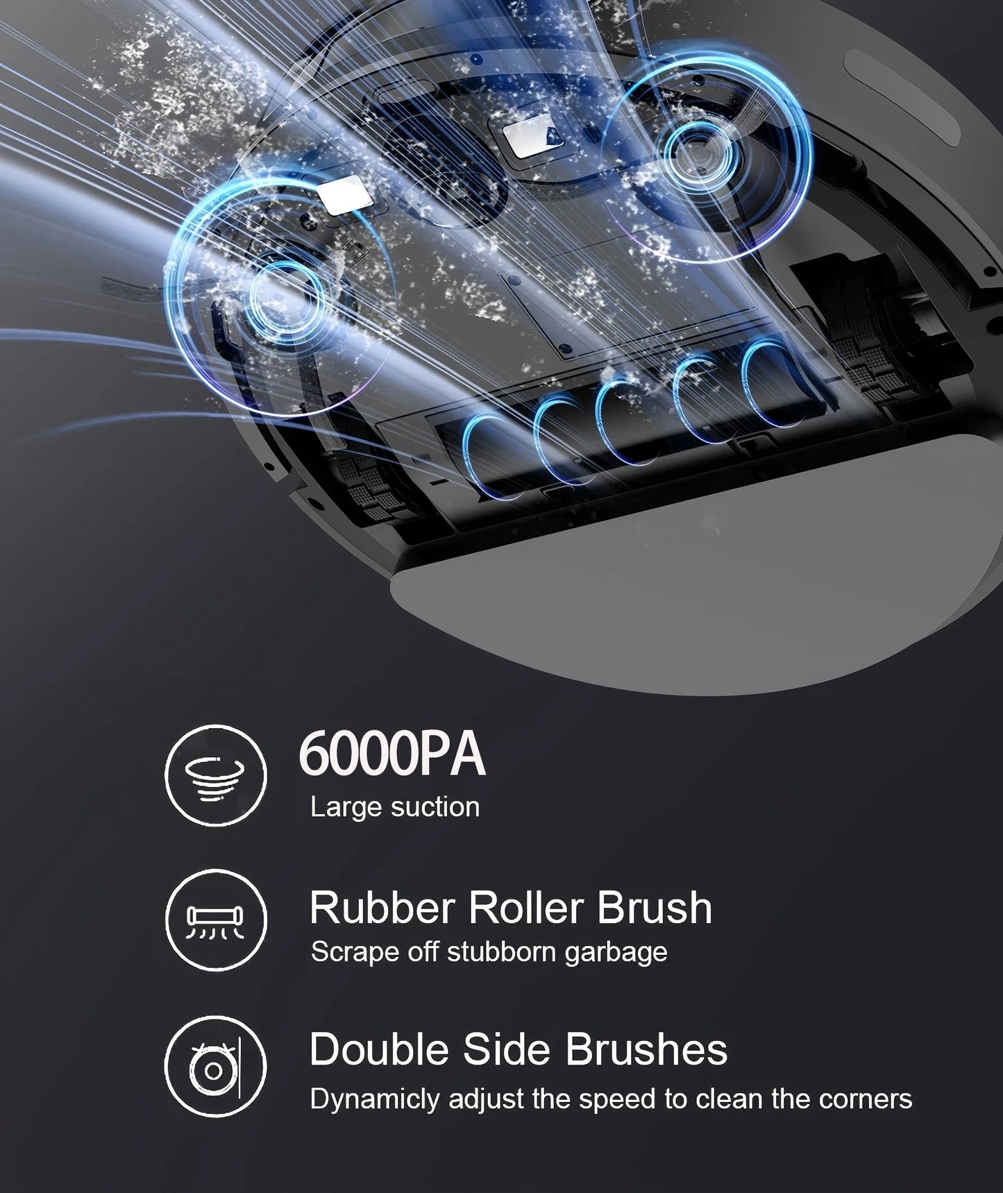 BOAIMORE Robot Vacuum Cleaner With Mop 6000Pa Suction App