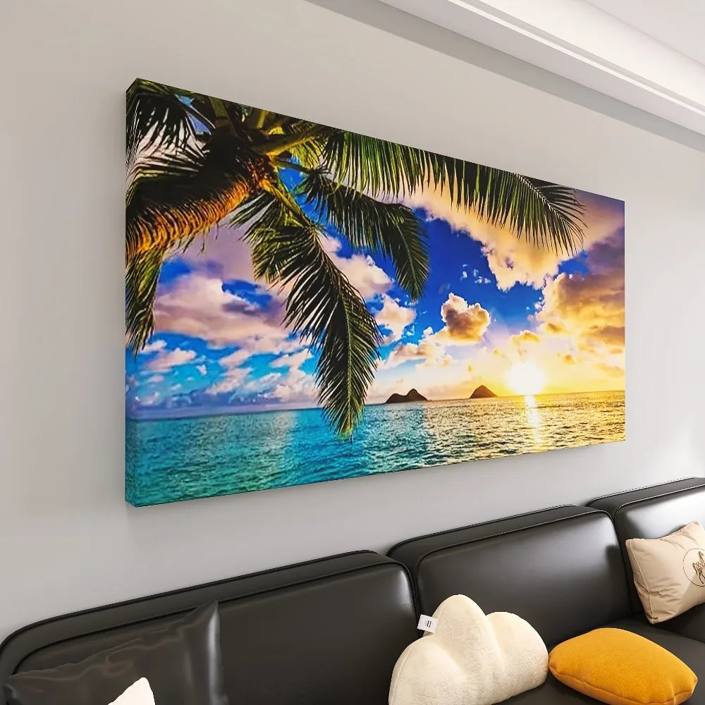 Hign-concerned Sunset Beach Canvas Print Ocean Landscape