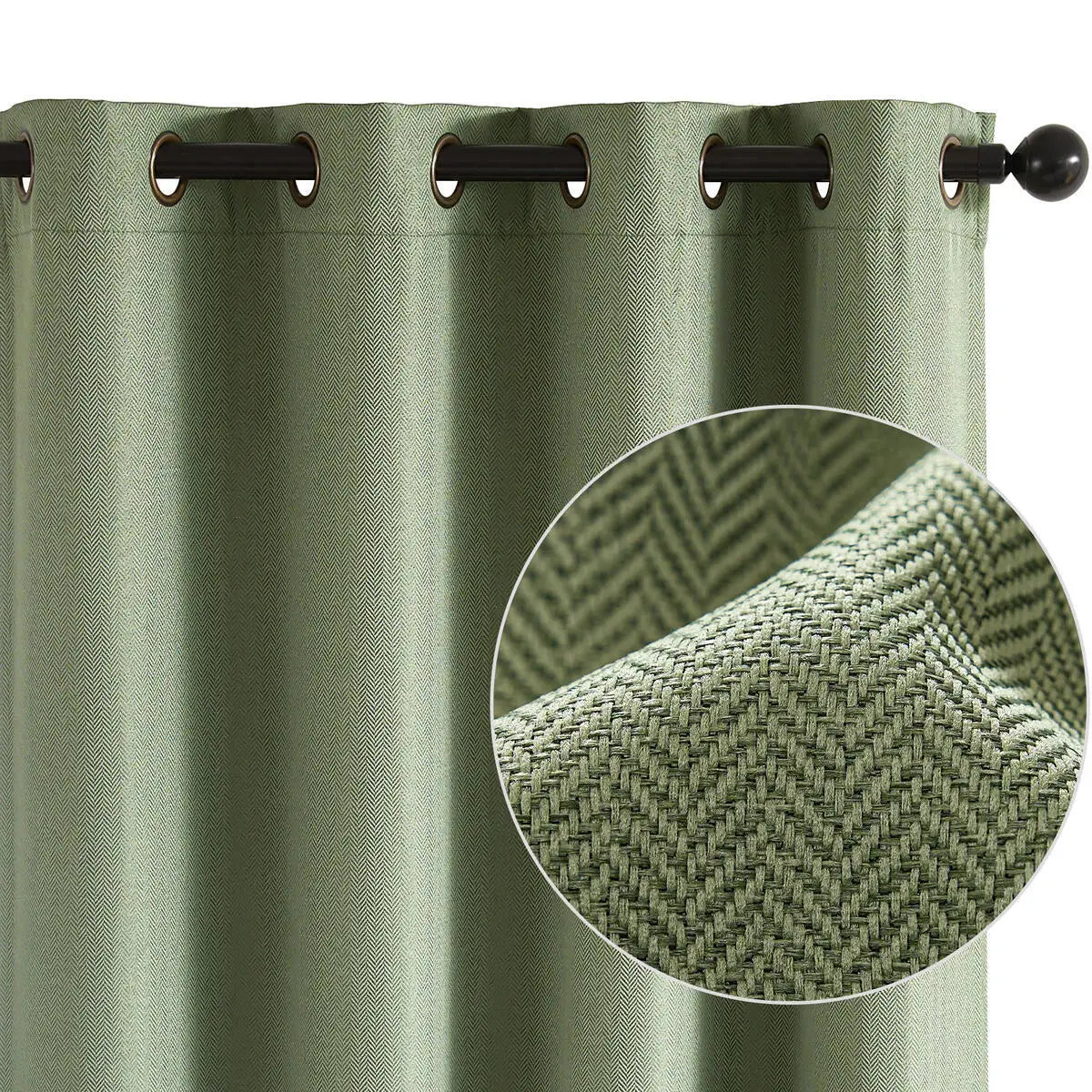 Jinchan Herringbone Grommet Curtains For Living Room