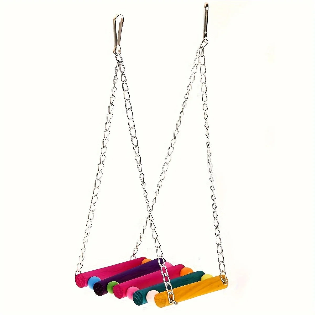 Xiangzi Colorful Wooden Bird Toy With Chain Parrot Cage