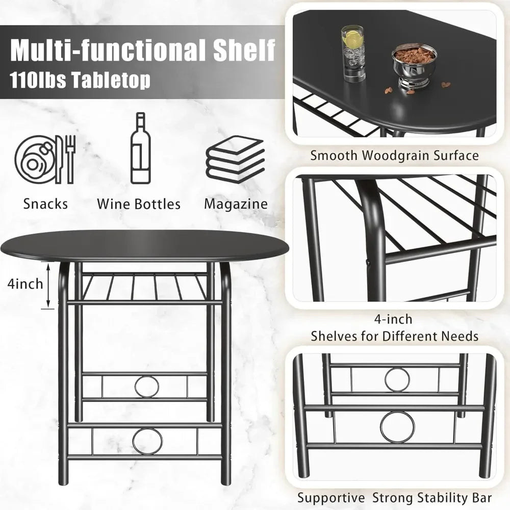 XMSJ Customizable 3-Piece Wooden Round Table and Chair Set
