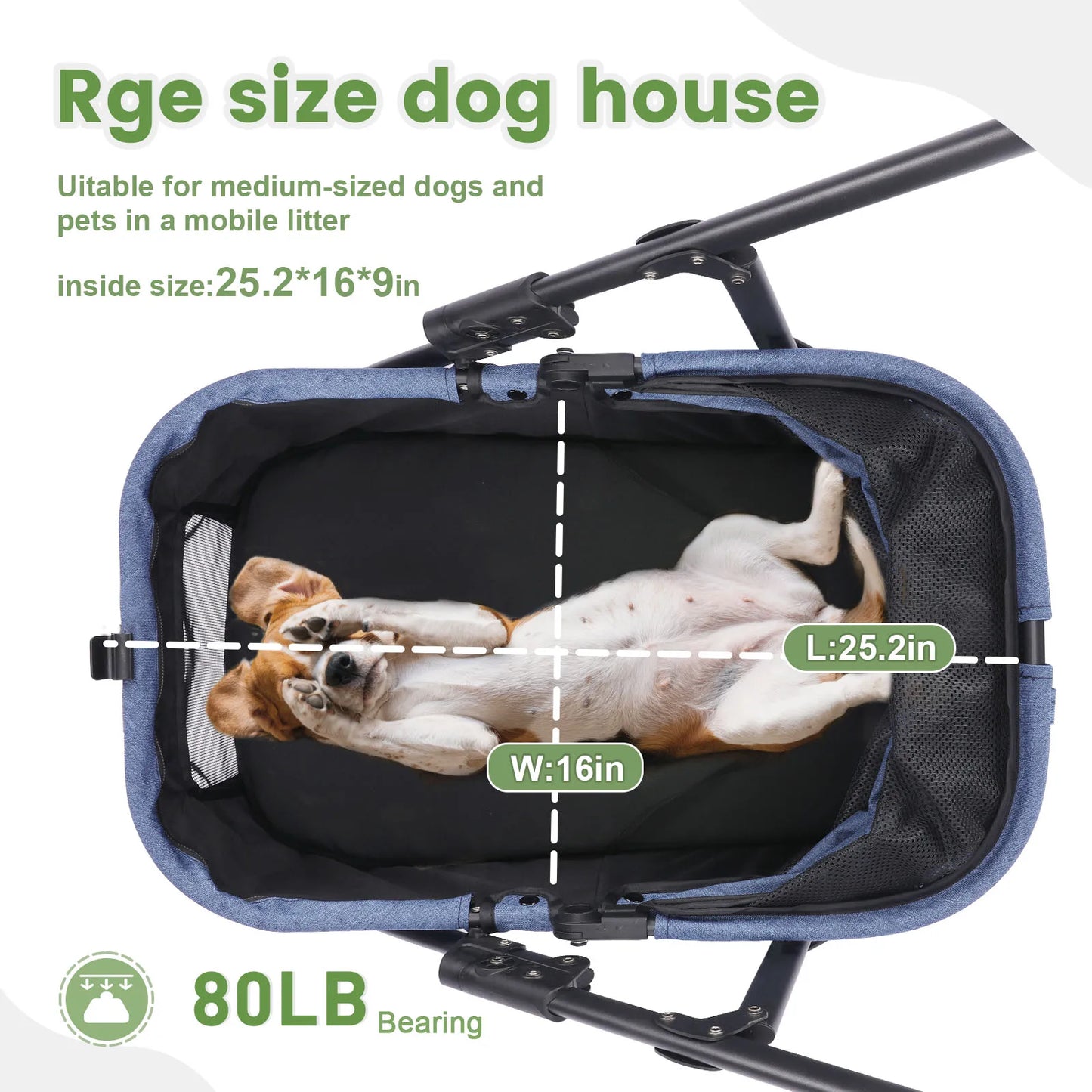 Pet Stroller With Four Wheels 80 Lb Capacity Easy Fold