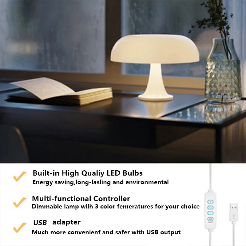 Mushroom Lamp Modern Room Lighting For Bedroom Decor