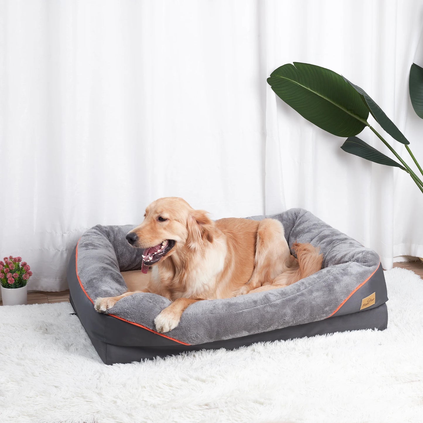 BINGOPAW Large Dog Bed Anti Allergy Warm Fleece Waterproof