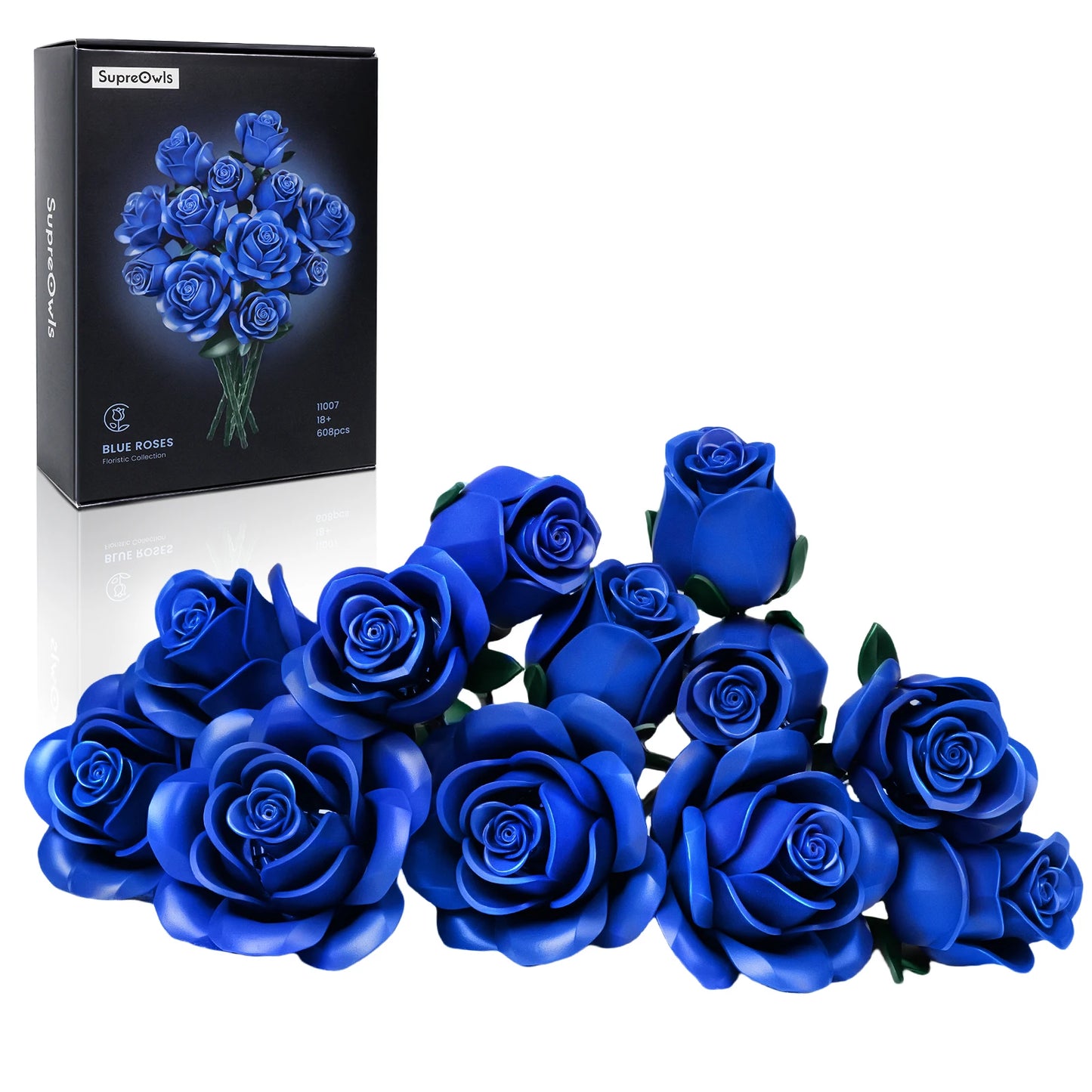 SupreOwls Roses Bouquet Building Blocks Set Floral Decor