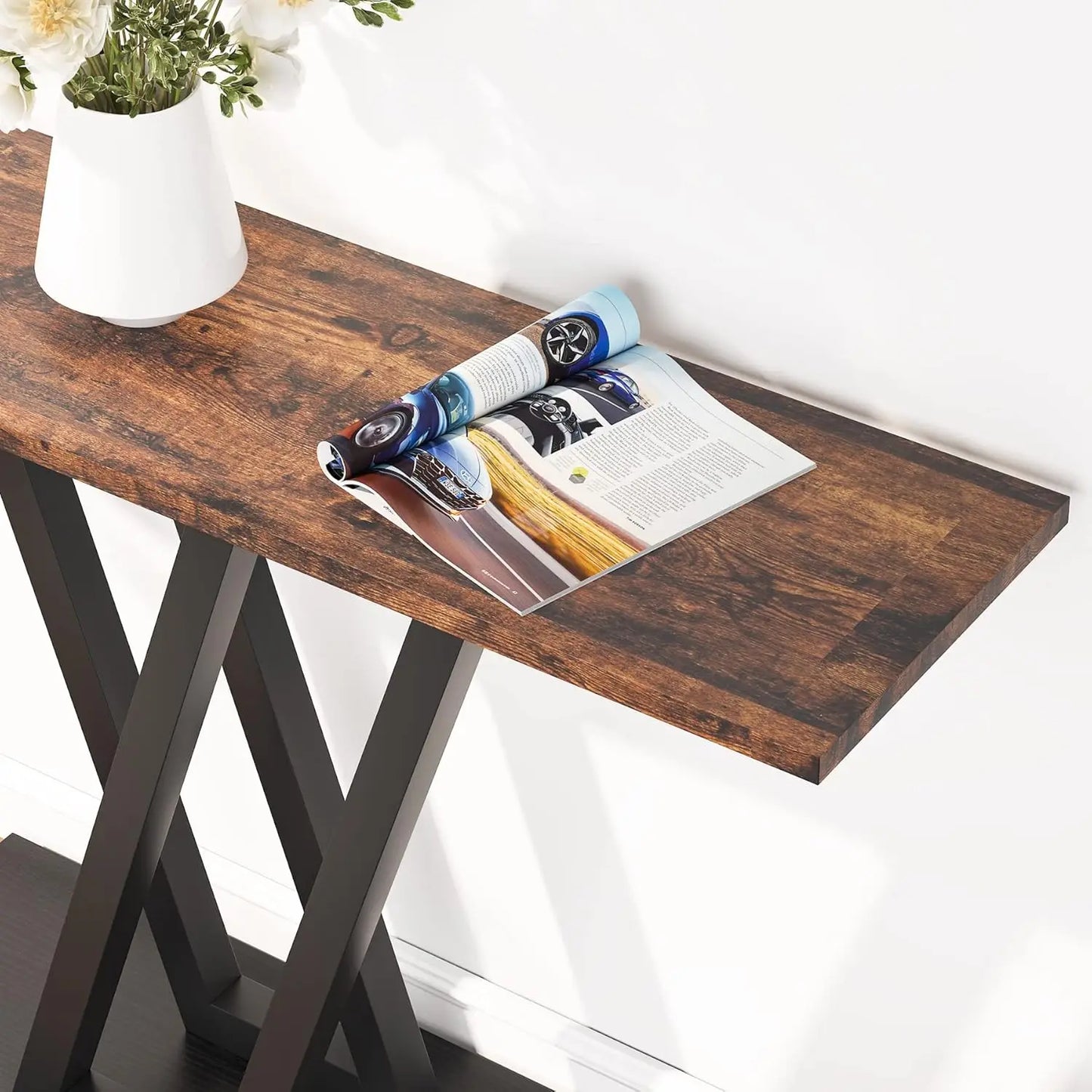 XMSJ Console Table Industrial Hallway Entryway Metal Frame