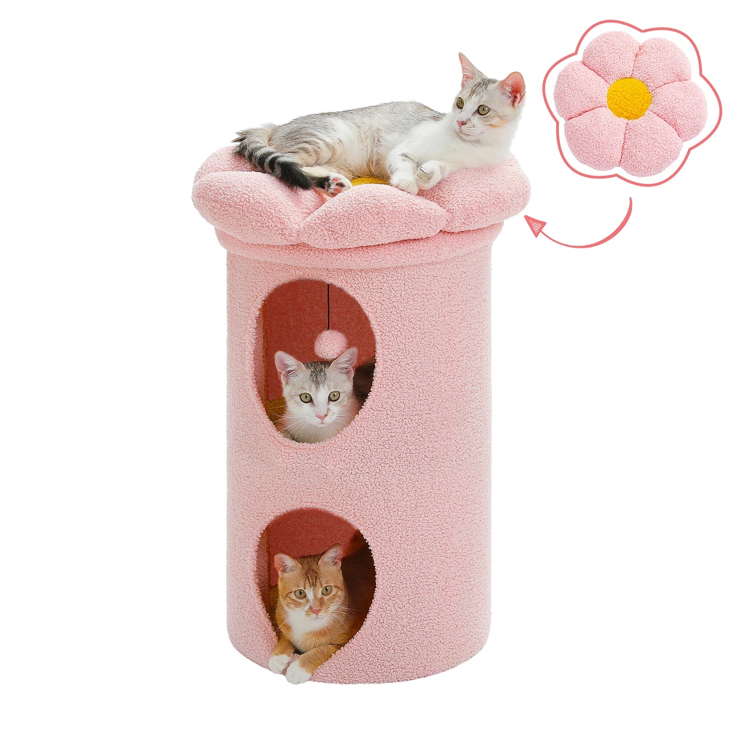 PEQULTICN Double-Deck Cat House with Cozy Condos Indoor