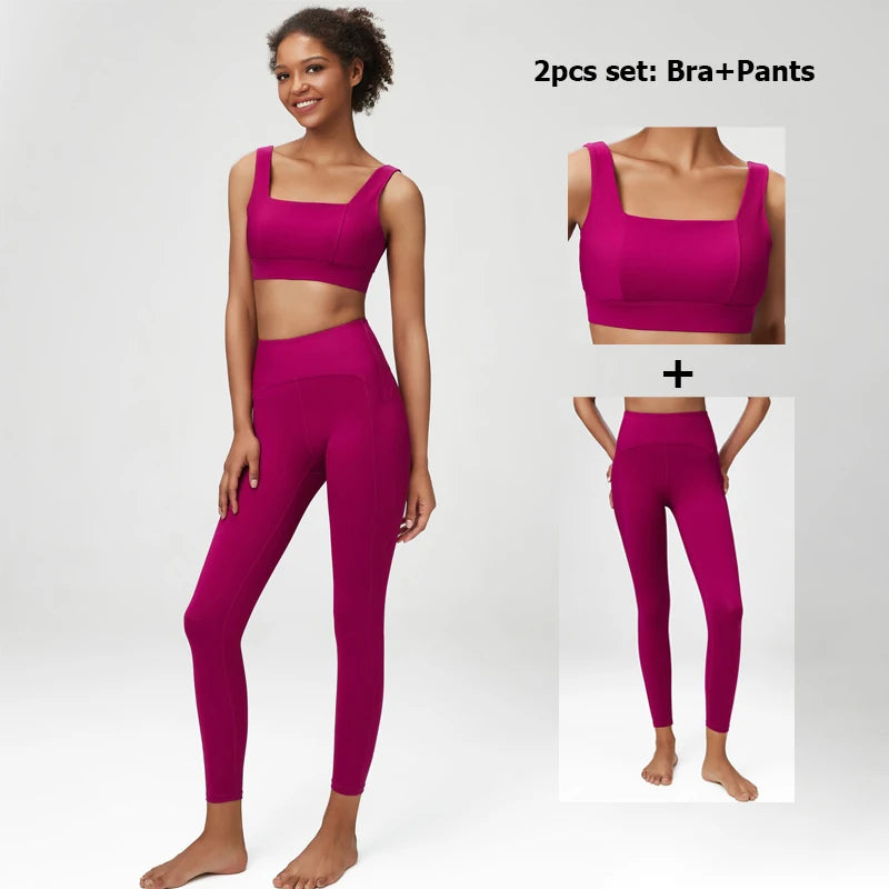 Cozokcn Women Yoga Set High Waist Leggings Jacket Pro