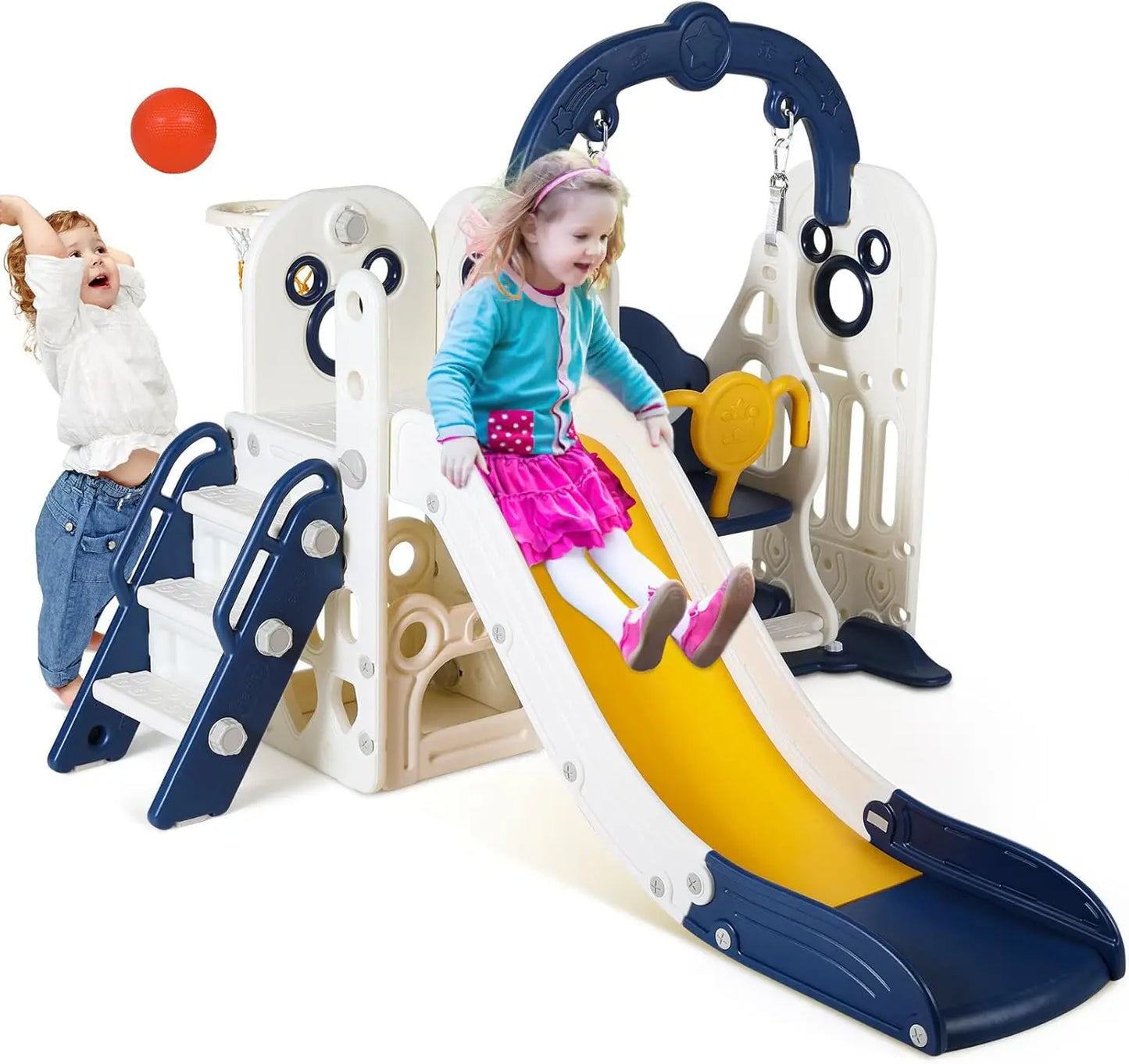 Swing Slide for Kids 6 in 1 Climber with Ball