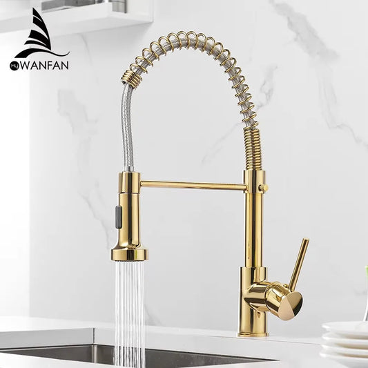 OWOFAN Single Lever Pull Down Kitchen Faucet Mixer Tap