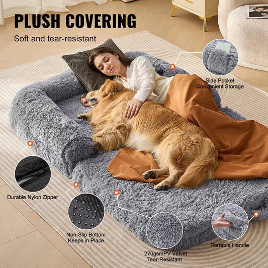 XMSJ Large Pet and Human Bed with Velvet Cover
