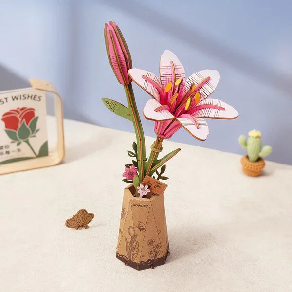 Robotime Wooden Flower Bouquet DIY Puzzle Gifts For Friends