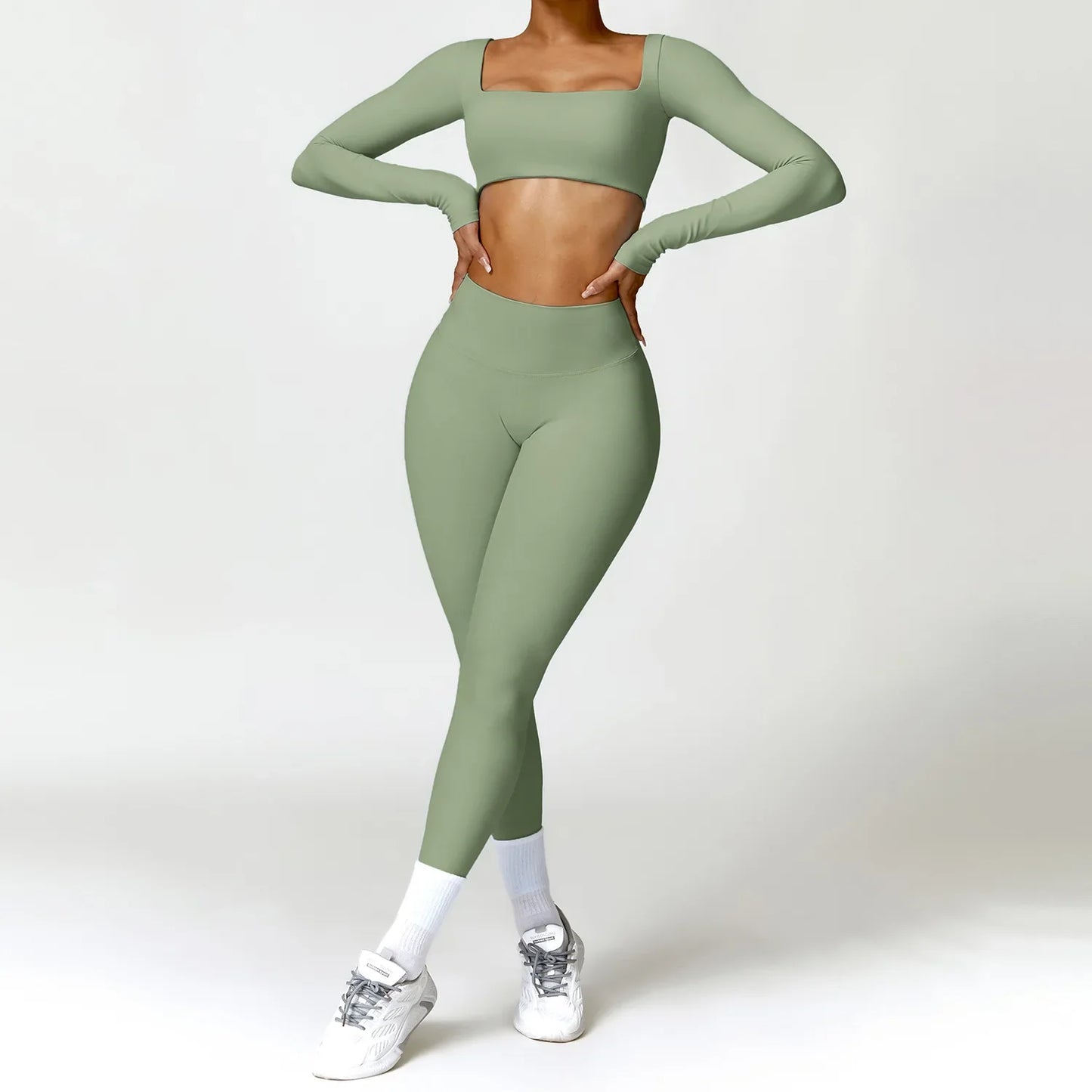 Women Two Piece Fitness Yoga Set Solid Color Gym Wear
