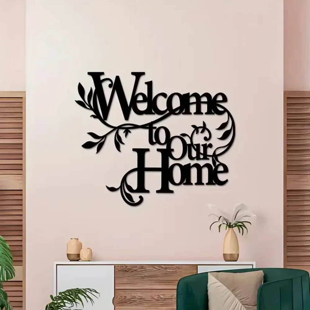 HELLOYOUNG Metal Welcome Home Sign Rustic Scrollwork