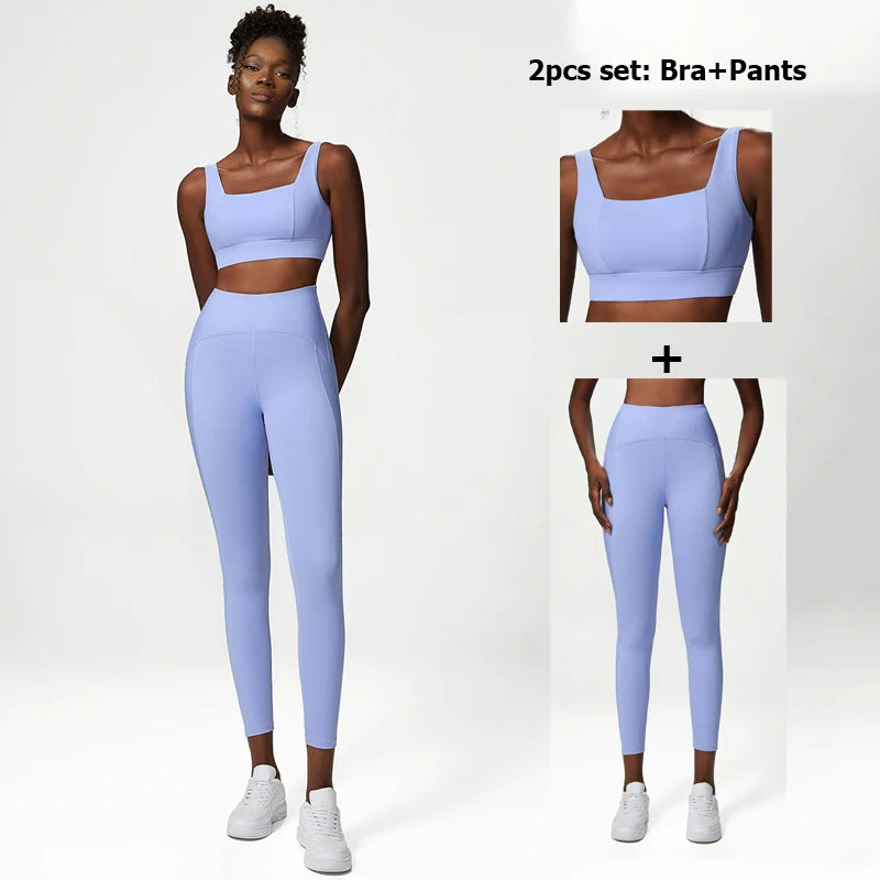 Cozokcn Women Yoga Set High Waist Leggings Jacket Pro