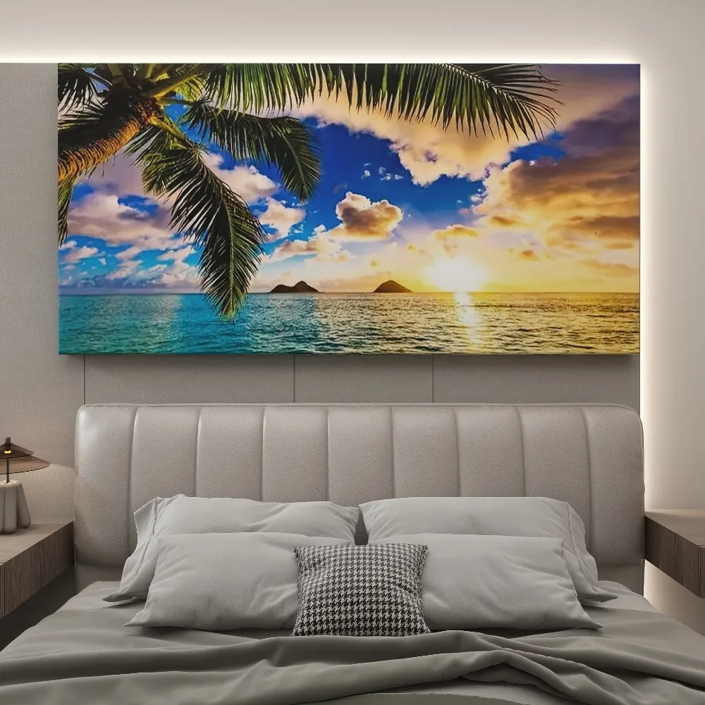 Hign-concerned Sunset Beach Canvas Print Ocean Landscape