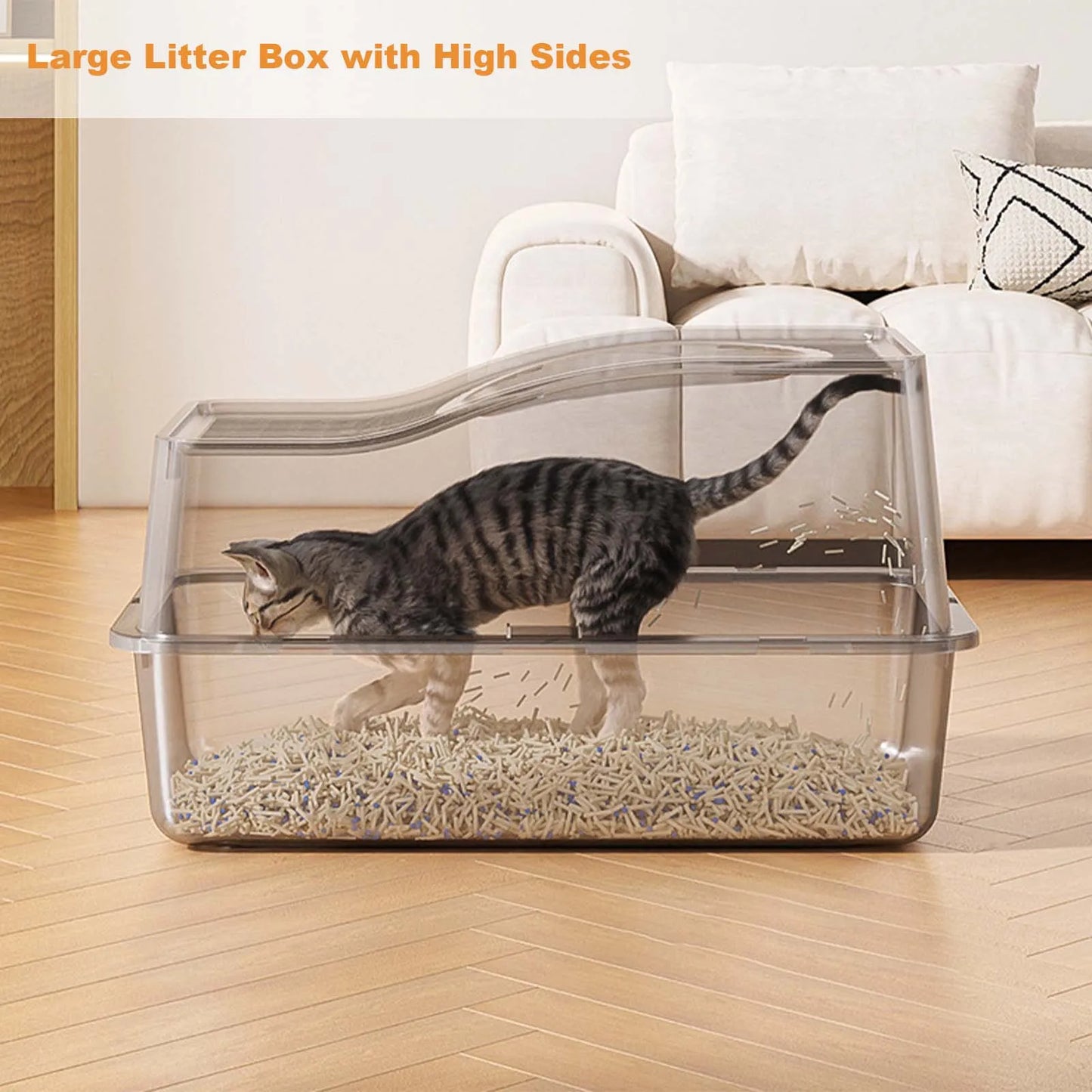 Stainless Steel Enclosed Cat Litter Box With Scoop