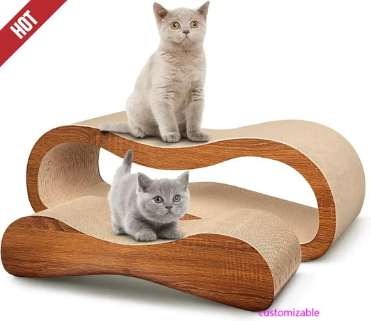 XMSJ FluffyDream 2 In 1 Cat Scratcher Cardboard Lounge Bed