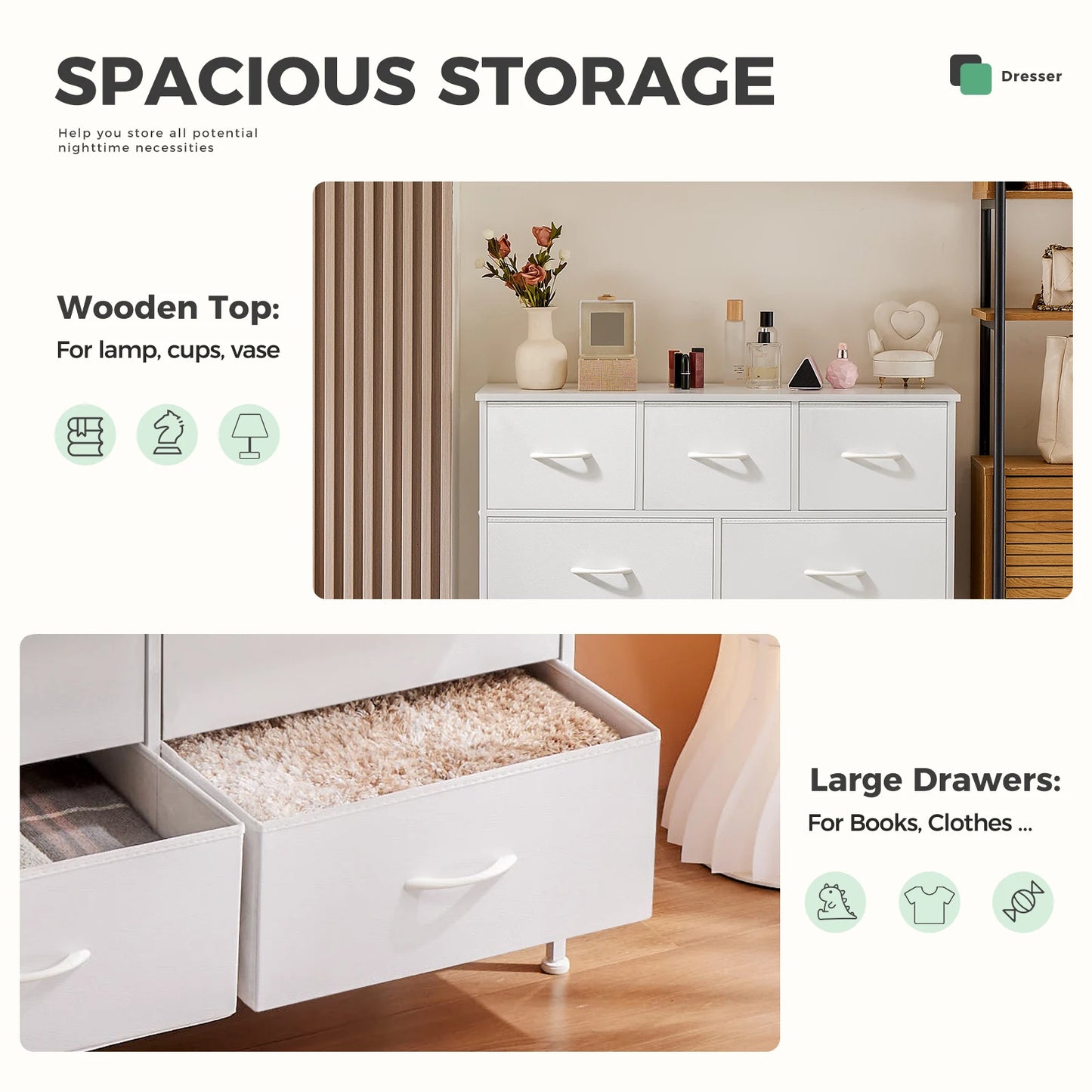 JHK Modern Wardrobe Cabinet With Fabric Drawers for Bedroom