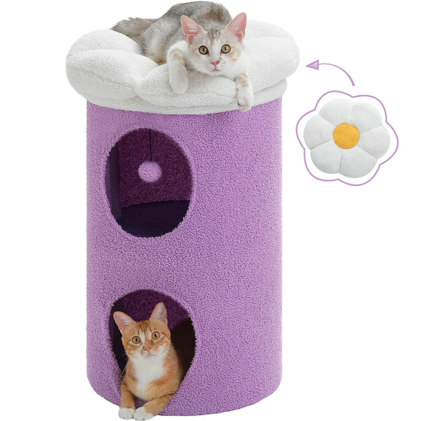 PEQULTICN Double-Deck Cat House with Cozy Condos Indoor