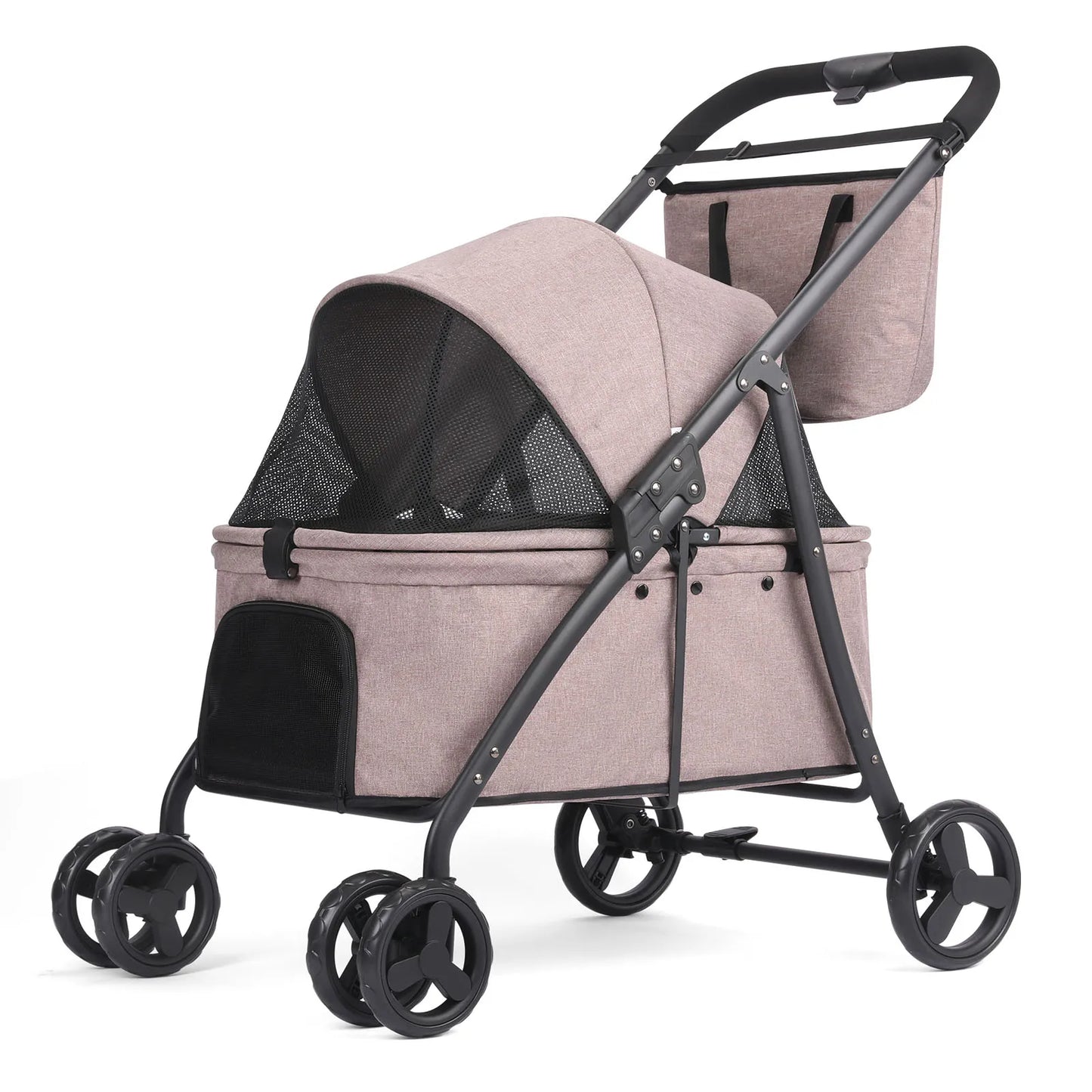 Pet Stroller With Four Wheels 80 Lb Capacity Easy Fold